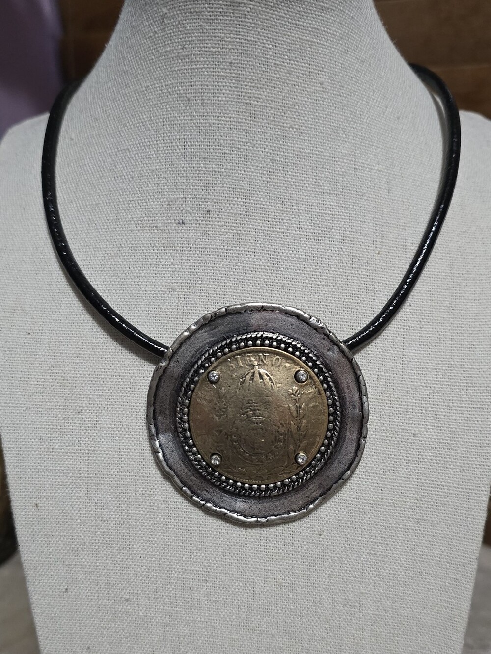 Chico's Mixed Metal Coin Pendant Necklace - Vintage NWT